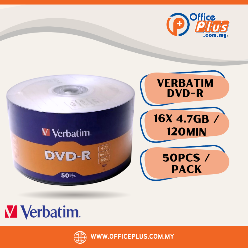 Verbatim DVD-R 16X 4.7GB 120MIN 50PCS - OfficePlus