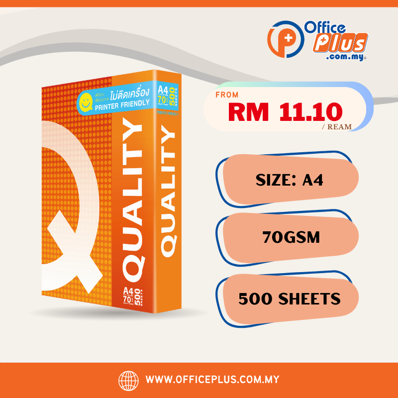 11.11 Deals A4 Copier Paper 70gsm Quality Orange (500Sheets) - OfficePlus