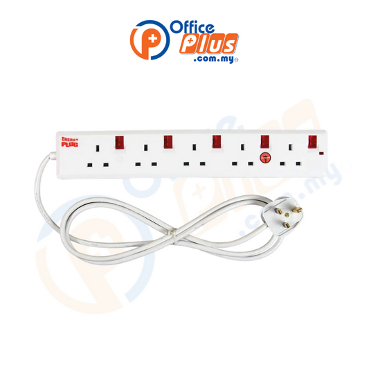 Energy Plug 2 Meter Extension Plug Extension Cord with 5 Outlets - OfficePlus