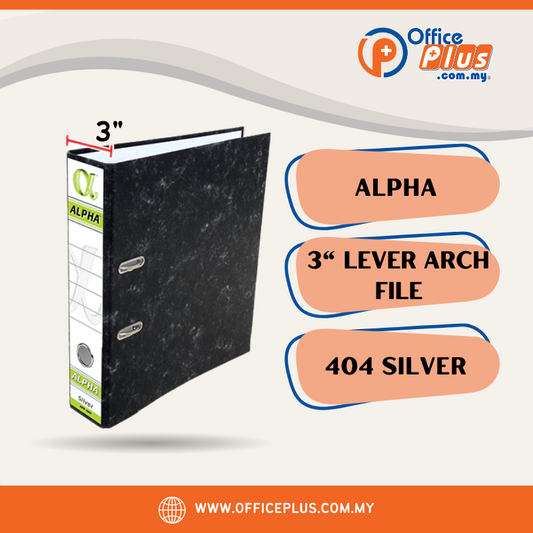 Alpha 3" Lever Arch File 404 Silver - OfficePlus