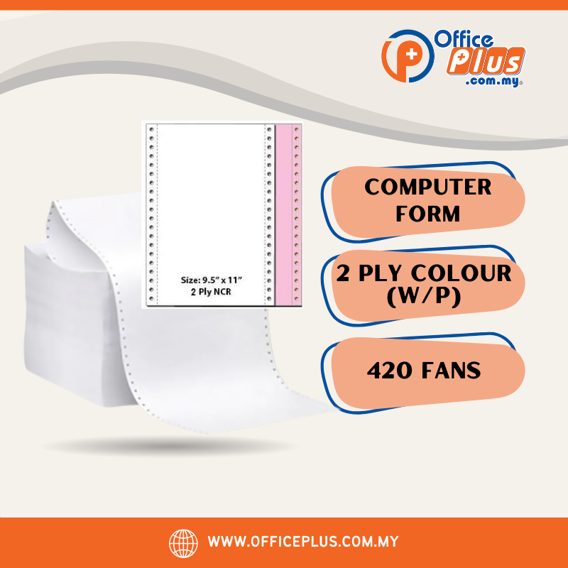 Computer Form 9.5"x11" (2 PLY Colour W/P) - 420 Fans - OfficePlus
