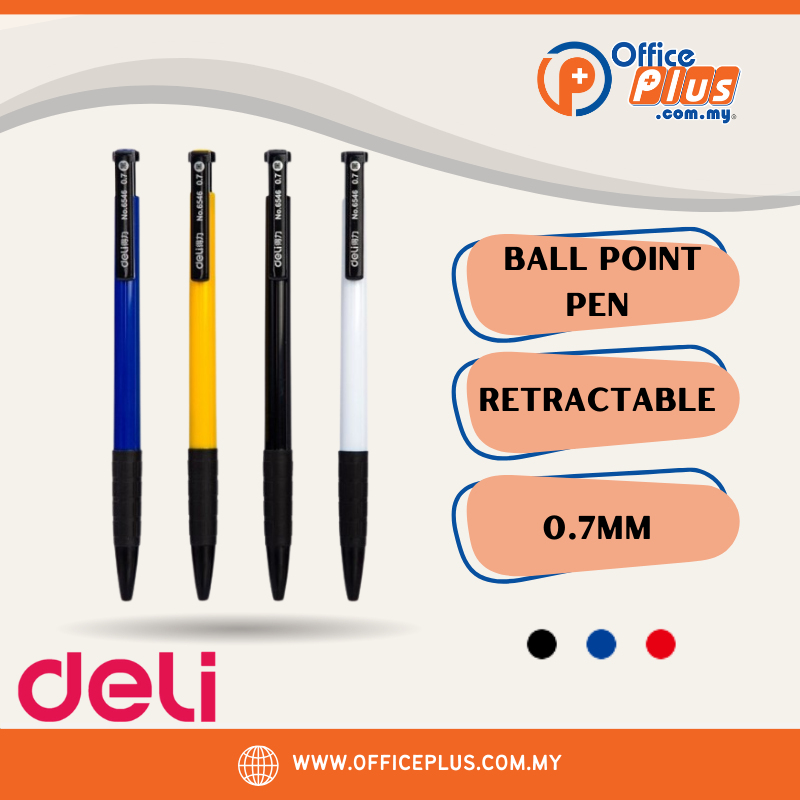 Deli Retractable Ball Point Pen / Pen Mata Bulat 0.7mm - OfficePlus