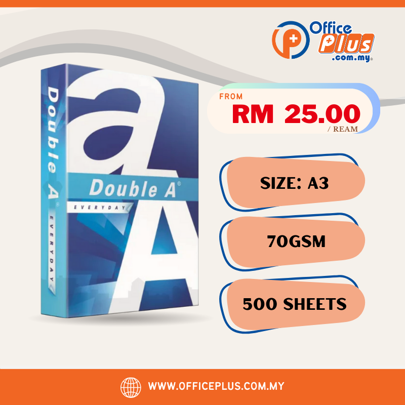 Double A A3 Copier Paper Everyday 70gsm - 500 sheets - OfficePlus