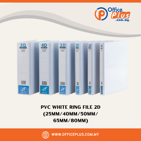 East-File 28 A4 PVC White Ring File | Fail PVC Ring 2D - 25mm/40mm/50mm/65mm - OfficePlus