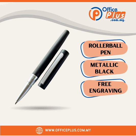 OP Metalic Black Rollerball Pen (Free Engraving) - OfficePlus