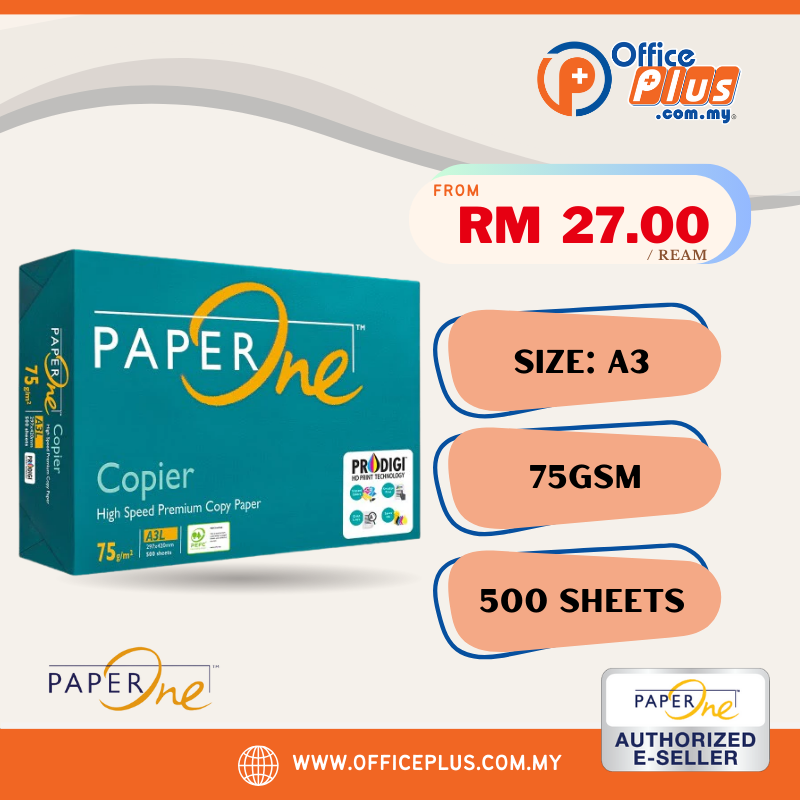 PaperOne A3 Copier Paper 75gsm - 500 sheets - OfficePlus