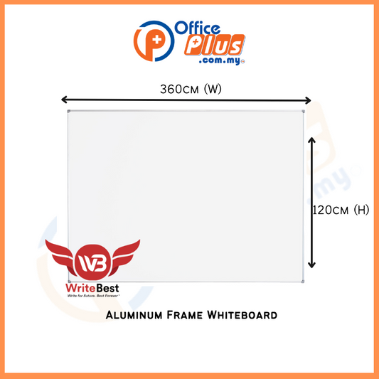 WriteBest Magnetic Whiteboard Single Side Aluminum Frame 4' x 12' (SM412) - OfficePlus