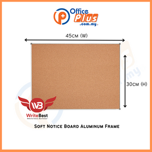 WriteBest Soft Notice Board Aluminum Frame 1' x 1.5' (SB115) - OfficePlus