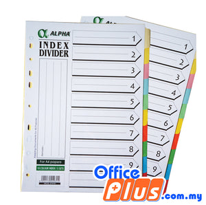 Alpha Index Divider with Hole - 10 colours/ 5 sets - OfficePlus