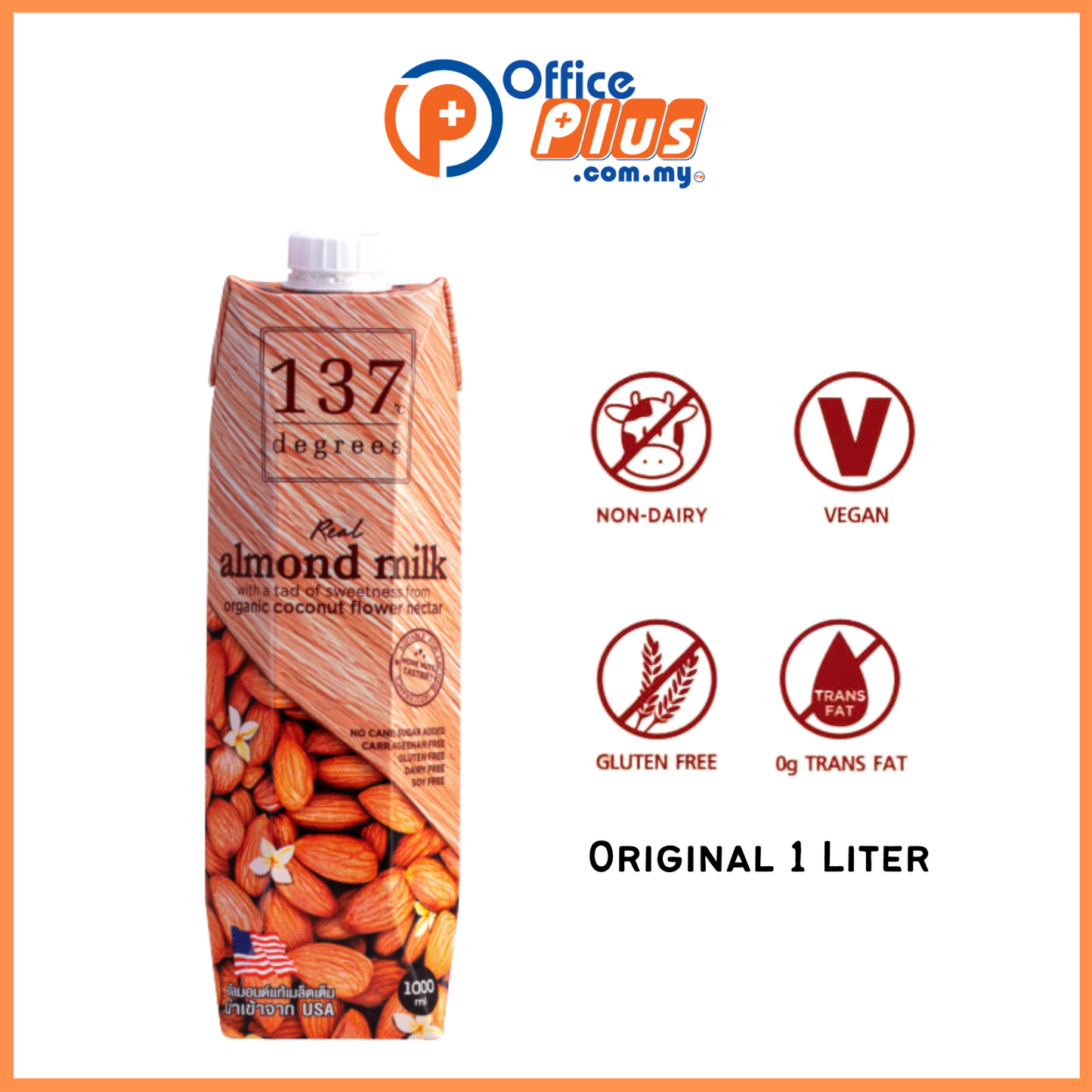 137 Degree Almond Milk 1 Liter Halal Certified - OfficePlus