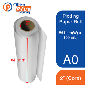 A0 Plotting Paper Roll (80gsm) 841mm(W) x 100m(L) x 2" (Core) - OfficePlus