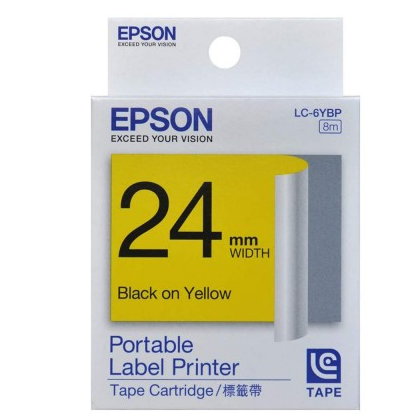 Epson 24mm x 8m Black on Yellow Tape C53S6 (Item no:EPS LK-6YBP) - OfficePlus