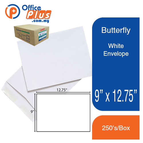 Butterfly White Envelope – 9″ x 12.75″ – 250’s/Box - OfficePlus