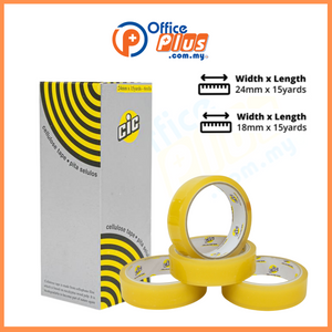 CIC Cellulose Tape 12mm /18mm /24mm x 15 yards - OfficePlus