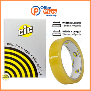 CIC Cellulose Tape 12mm /18mm /24mm x 40 yards - OfficePlus
