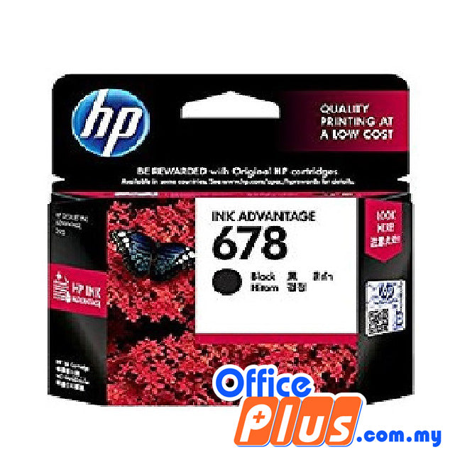 HP Original Ink Cartridge 678 (CZ107AA) - Black - OfficePlus