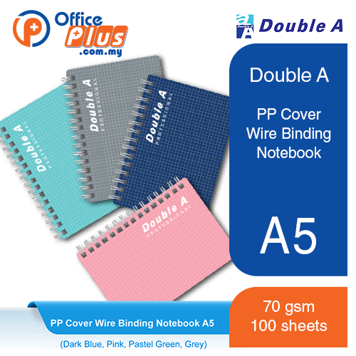 Double A PP Cover Wire Binding Notebook A5 (70g/100 Sheets) - OfficePlus