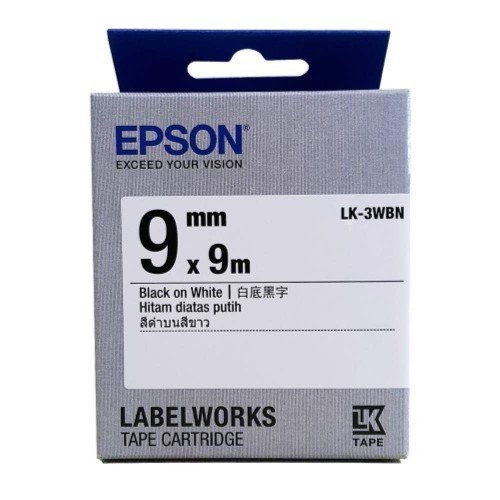 Epson LK-3WBN LabelWorks Tape - 9mm Black on White Tape (Item no: EPS LK-3WBN) - OfficePlus