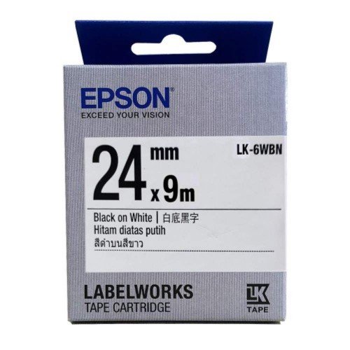 Epson LK-6WBN LabelWorks Tape - 24mm Black on White Tape (Item no: EPS LK-6WBN) - OfficePlus