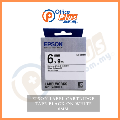 Epson LabelWorks Tape Black on White Tape - 6mm - OfficePlus