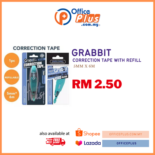 Grabbit Correction Tape 5mm x 6m with Refill - OfficePlus