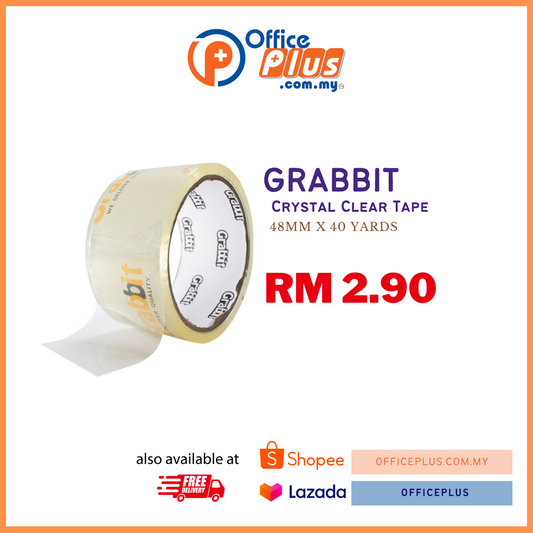 Grabbit Crystal Clear OPP Tape 48mm x 40 yards - OfficePlus