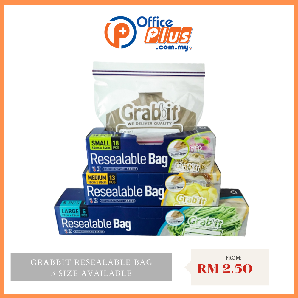 Grabbit Resealable Bag (3 size) - OfficePlus