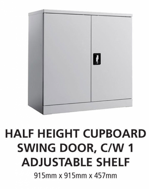 Half Height Cupboard Swing Door Filling Cabinet, C/W 1 Adjustable Shelf - OfficePlus