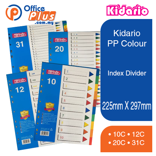 Kidario PP Colour Index Divider - OfficePlus