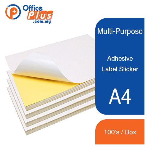 Multi Purpose A4 Adhesive Label Sticker (Box of 100's) - OfficePlus