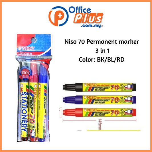 NISO 70 Permanent Marker Pen Mix 3 in 1 - OfficePlus