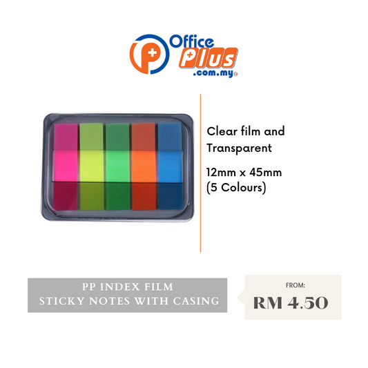 PP Index Film Sticky Notes with Casing - 12mm x 45mm (5 Colours ) - OfficePlus