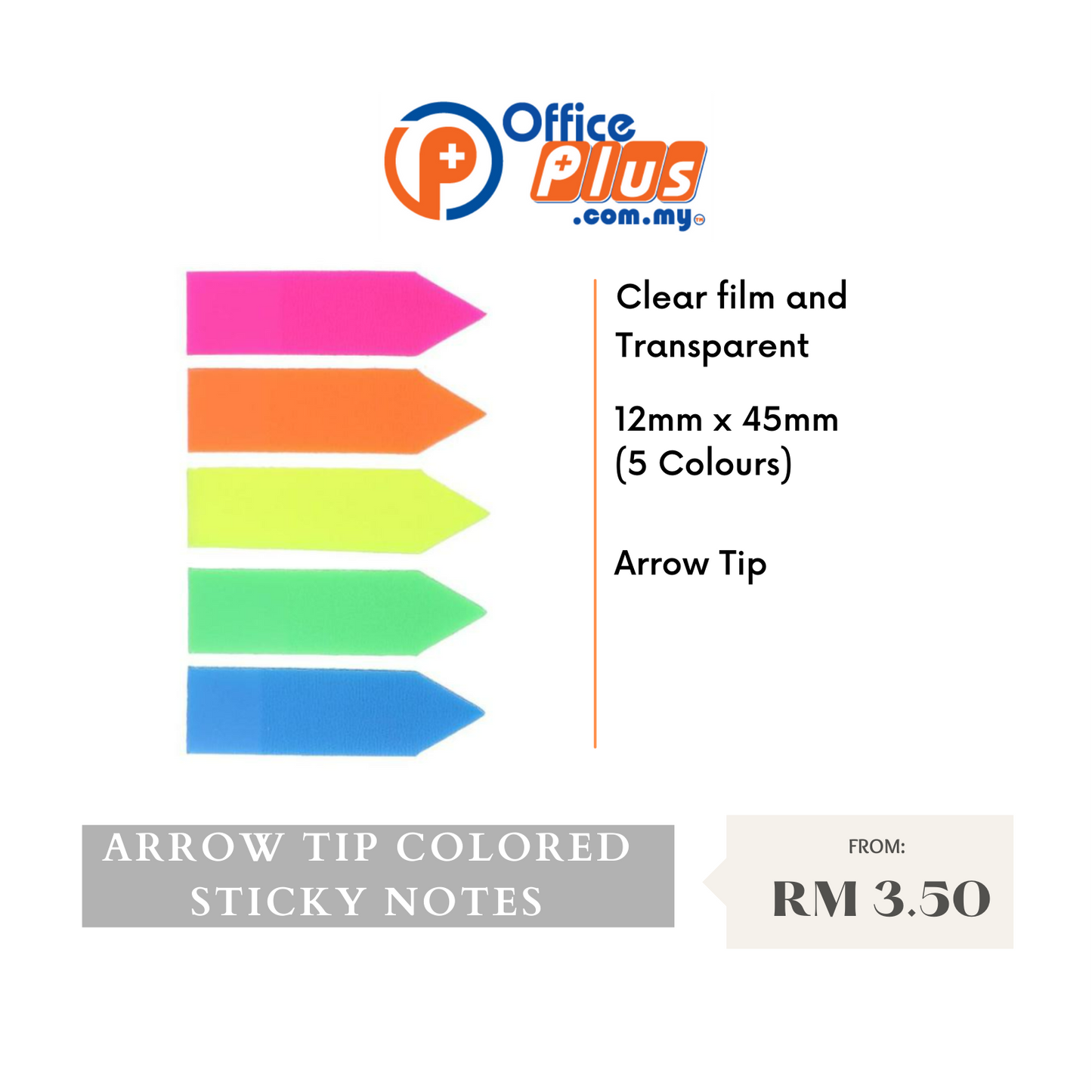 Sticky Note Arrow Tip 12mm x 45mm (5 Colours ) - OfficePlus