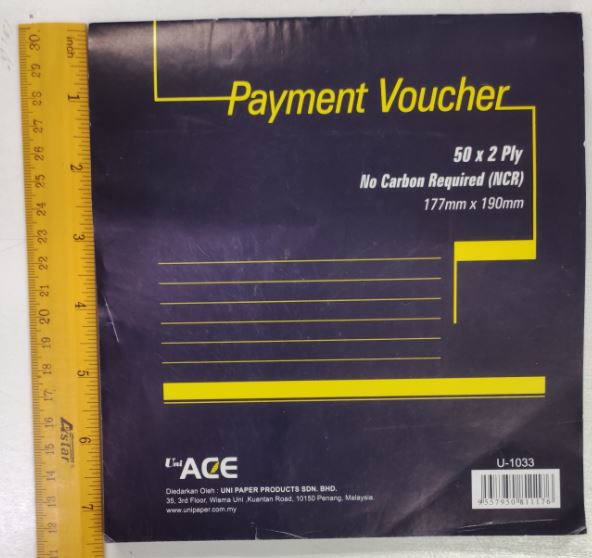 UNI Ace Payment Voucher 2 Ply NCR 177mm x 190mm U1033 - OfficePlus