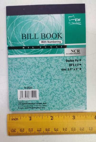 UNI Bill Book 2 PLY NCR 3.5" x 5" S-3522 - OfficePlus
