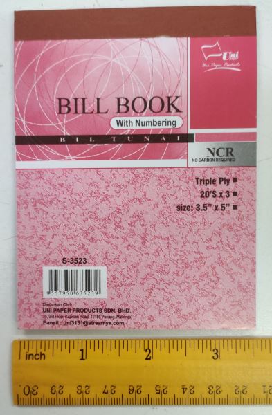 UNI Bill Book 3 PLY  NCR 3.5" x 5" SB-3523 - OfficePlus