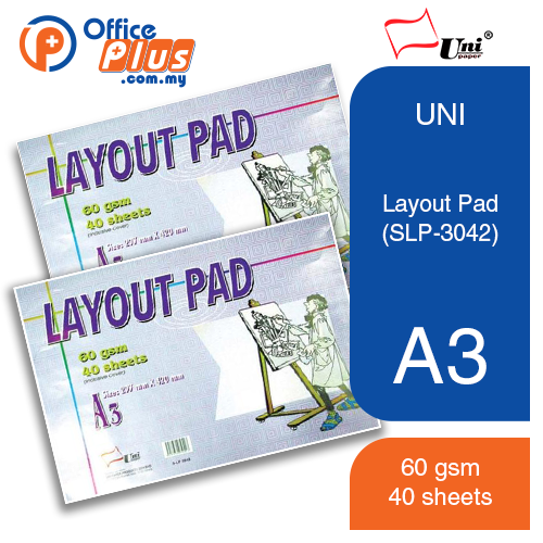 UNI A3 Layout Pad 40'S 60gsm (SLP-3042) - OfficePlus