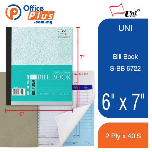 UNI Bill Book 6" x 7" NCR 2 PLY (S-BB 6722) - OfficePlus