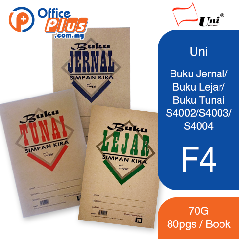 UNI F4 Buku Jernal/ Buku Lejar/ Buku Tunai 70G 80 Pages - S4002/S4003/S4004 - OfficePlus