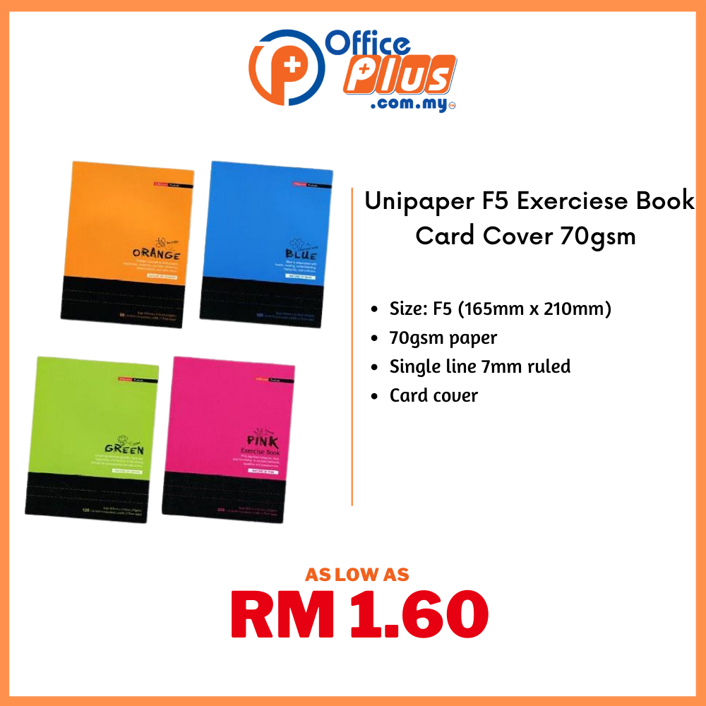 Uni F5 Exercise Book Card Cover 70gsm - OfficePlus