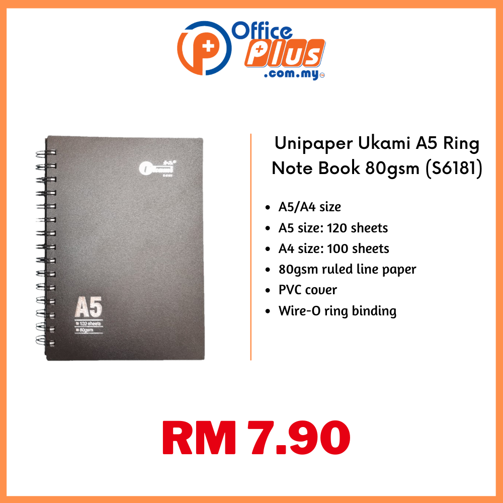 Unipaper Ukami Ring Note Book 80gsm A5/A4 - OfficePlus