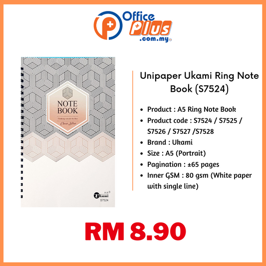 Unipaper Ukami A5 Ring Note Book - OfficePlus