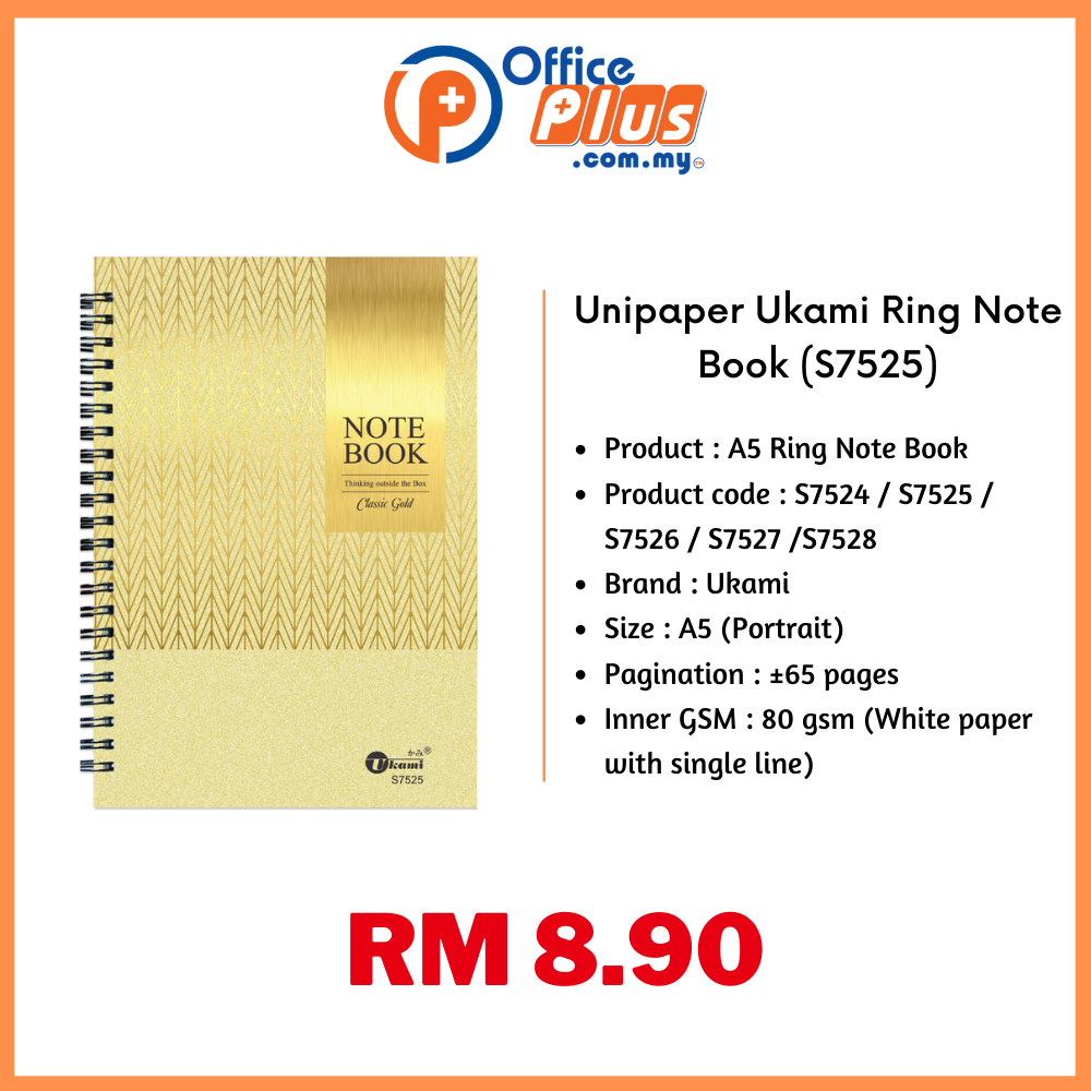 Unipaper Ukami A5 Ring Note Book - OfficePlus