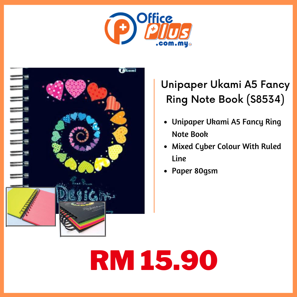 Unipaper Ukami A5/A6 Fancy Ring Note Book - OfficePlus