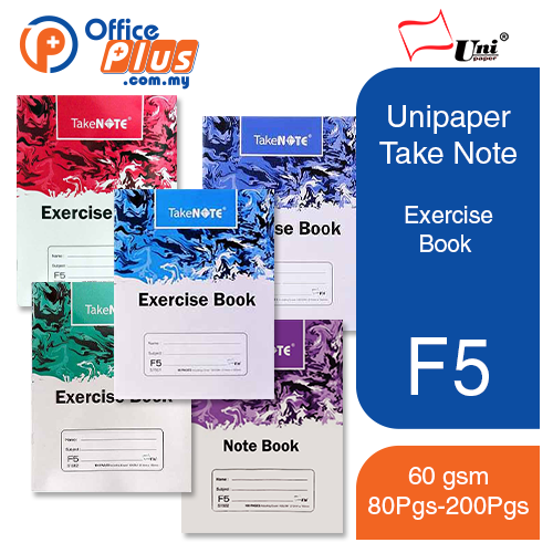 Unipaper Take Note Exercise Book F5 60gsm ( 80pgs - 200pgs ) - OfficePlus