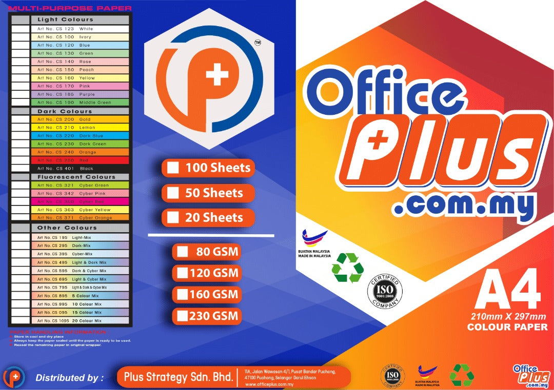 OP Mix Dark Colour A4 Paper 80gsm 100 Sheets - OfficePlus