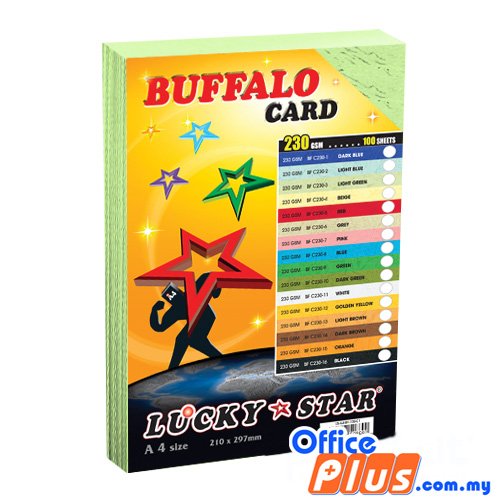 Lucky Star A4 Fancy Card BF C230-3 Light Green 230gsm - 100 sheets - OfficePlus