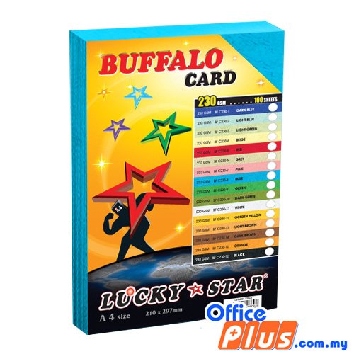 Lucky Star A4 Fancy Card BF C230-8 Blue 230gsm - 100 sheets - OfficePlus