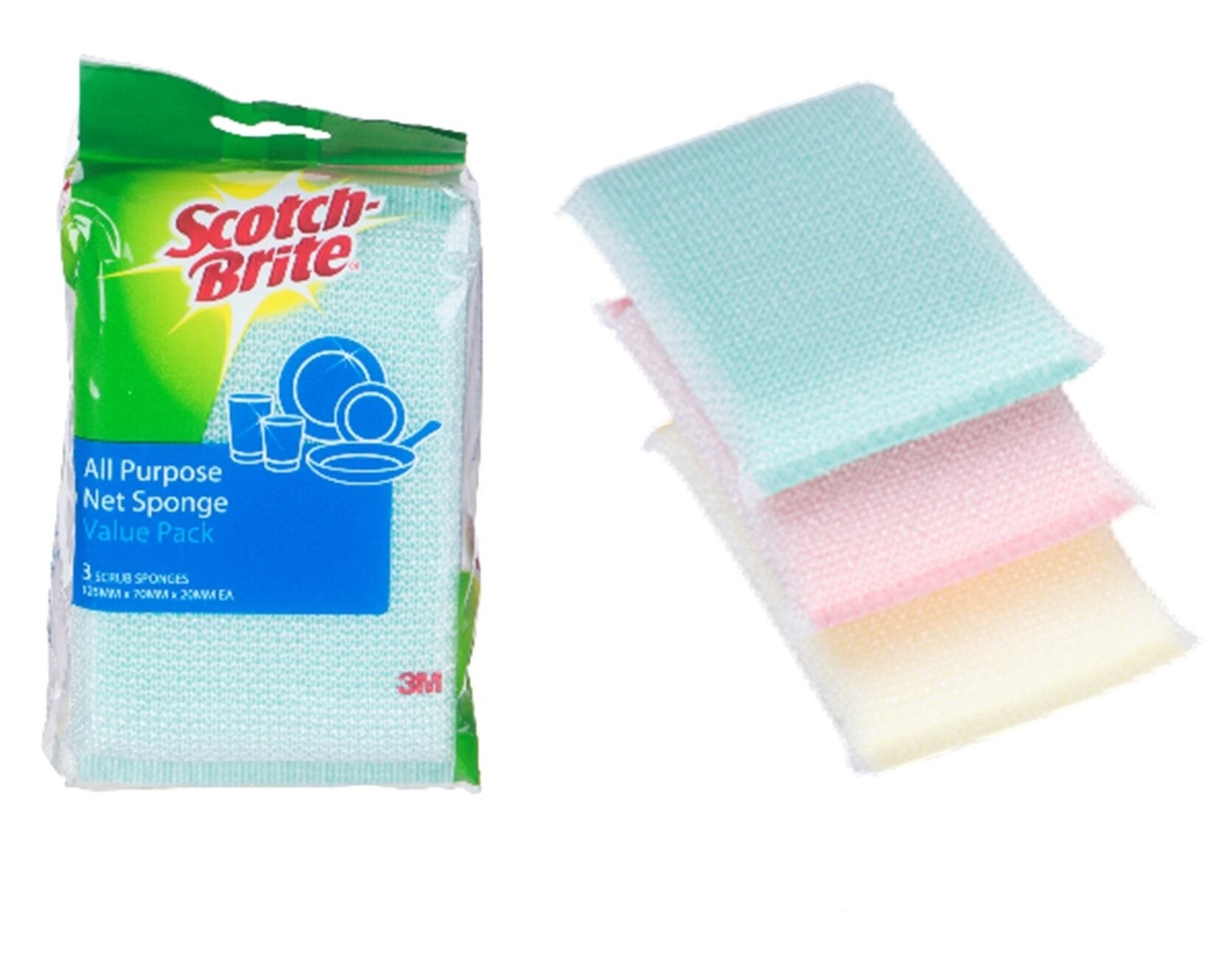 3M Scotch Brite All Purpose Cleaning Net Sponge (3pcs/pack) - OfficePlus