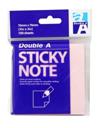 Double A Sticky Note 76 x 76 mm (3" X 3") - OfficePlus